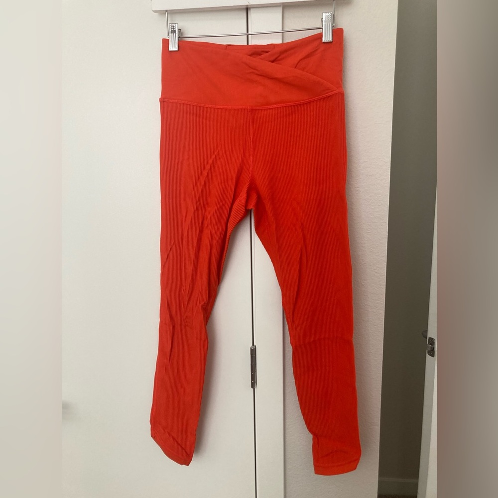 Athleta Elation Crossover Rib 7/8 Tight in Orange